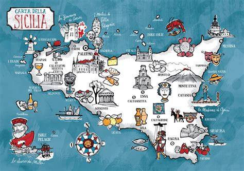 mappa dei principali siti sommersi siciliani