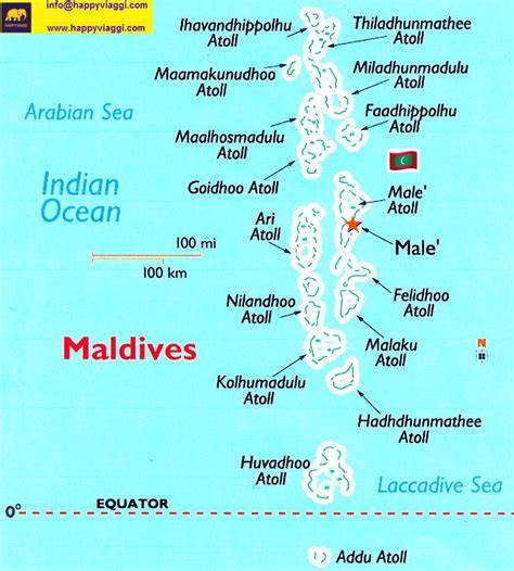 mappa delle Maldive e principali atolli