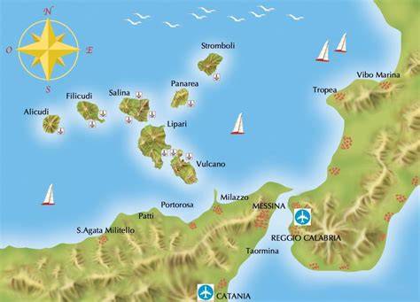 mappa delle isole principali e punti di immersione