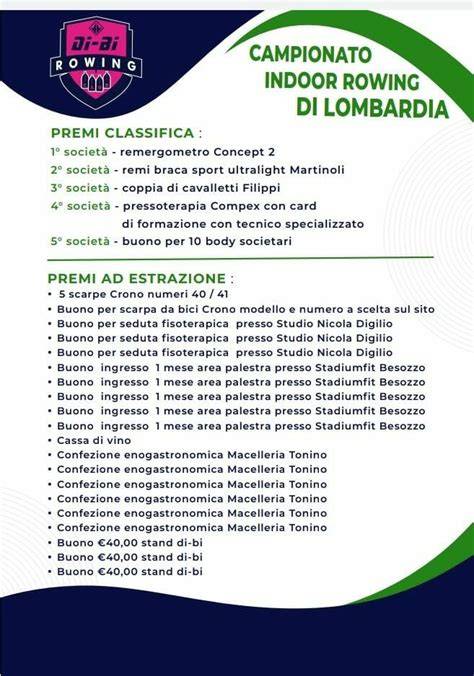grafico delle medaglie Campionati Lombardi Indoor Rowing Besozzo